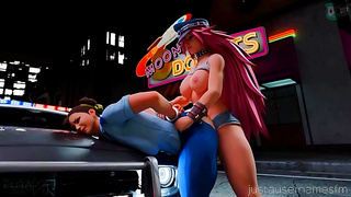 Busty Anime Babe Tempts Dragon Ball Hero in Sultry Night Encounter