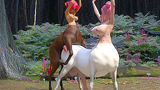 Futanari Centaurs Collide in Passion-Fueled Forest Tryst