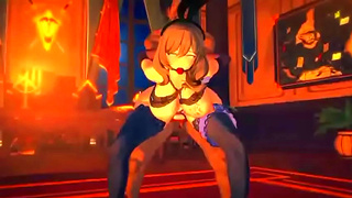Green-Haired Beauty Enjoys Fiery Glory Hole Encounter in Steamy Hentai Action