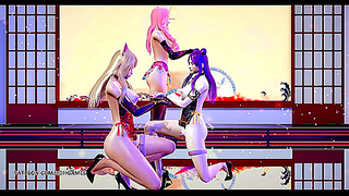 KDA Members Sizzle in Steamy MMD Striptease – Curvy Hentai Idol Action