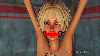 Blonde Shemale Tempts Horny Teen in Hot Factory Fantasy Scene