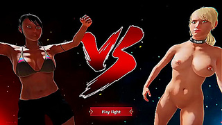 Dela Fights Terra Nude in Steamy 3D Battle Royale.Scene