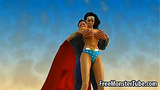 Wonder Woman Seduces Superman with Fiery Blowjob in 3D Fantasy Encounter
