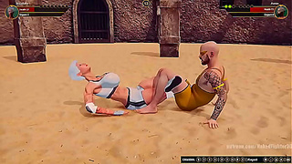 Broadzilla Dominates Aaron Bare in Steamy Nude Fighter 3D Battle Royale