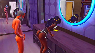Sim Matron Seduces Busty Housemaid in Hot The Sims 4 Forbidden Romance