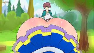 Aqua Teases Kazuma with a Seductive Skirt in Wild Hentai Comedy