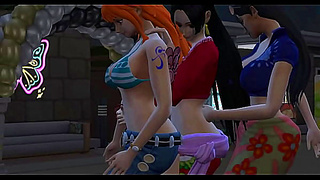 Nami Robin Share Forbidden Kisses with Empress Boa Hancock in Heat