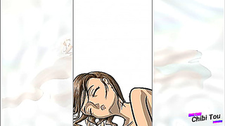 Anime Beauty Reclines on Soft Clouds in Seductive Stance, Lost in Ecstasy
