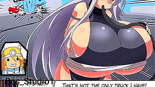 Shino Battles Huge Cow Girl Scientist in Wild Transformation Hentai Ride