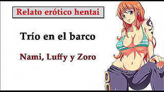Nami Seduces Luffy Zoro in Hot Pirate Tryst Below Deck