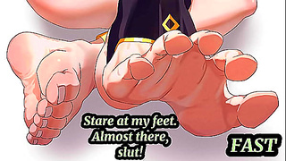 Submissive Boy Licks Feet Pits Under Hentai Mistresss Command
