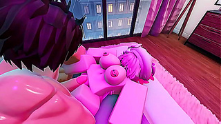 Tiny Teen Pleads for First Time Rough Sex in Roblox Bedroom Roleplay