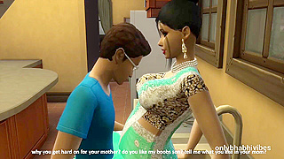 Busty Indian Milf Seduced by Stepson in Spicy Kitchen Tryst