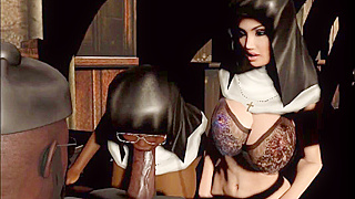 Seductive Nun Teases Holy Priest into Steamy Orgy in Sacred Confession