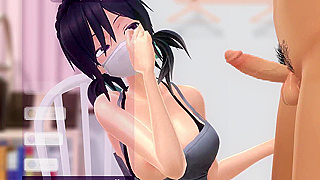 Anime Beauty Seduces Lover with Steamy Blowjob Mid-Marathon Fantasy