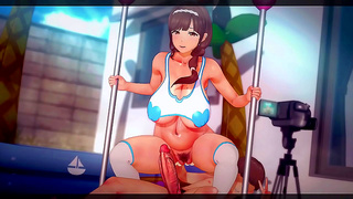 Busty Anime Performer Gives Steamy Handjob Mid-Dance Routine